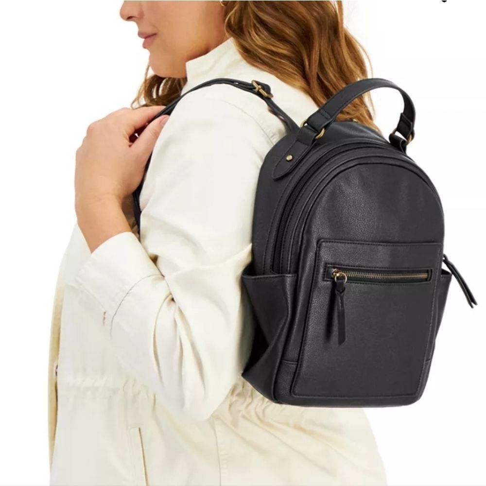 Style & Co. Black Faux Leather Mini Backpack with Gold Hardware - Picture 16 of 16